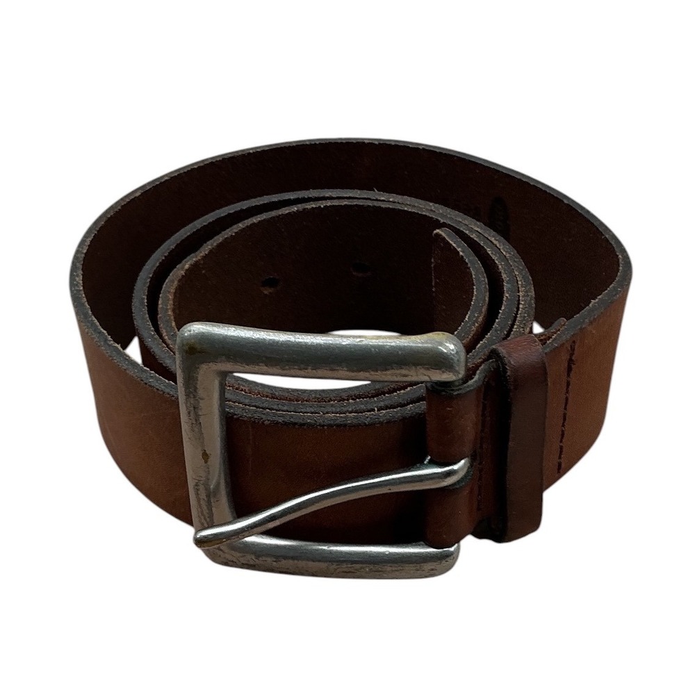 Old Navy Mens Brown Genuine Italian Leather Belt Solid Brass Buckle USA Made M